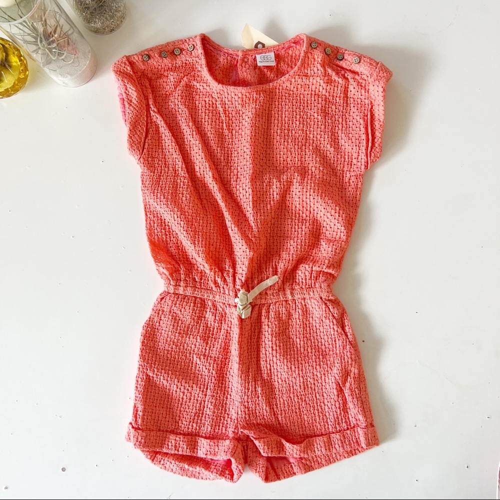 EGG Salmon Pink Eyelet Romper ‘Sample’